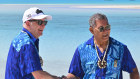 Australia’s Prime Minister Anthony Albanese and Tuvalu’s Prime Minister Kausea Natano on One Foot Island.