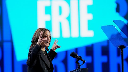 Kamala Harris speaks during a campaign rally in the battleground state of Pennyslvania earlier this week.
