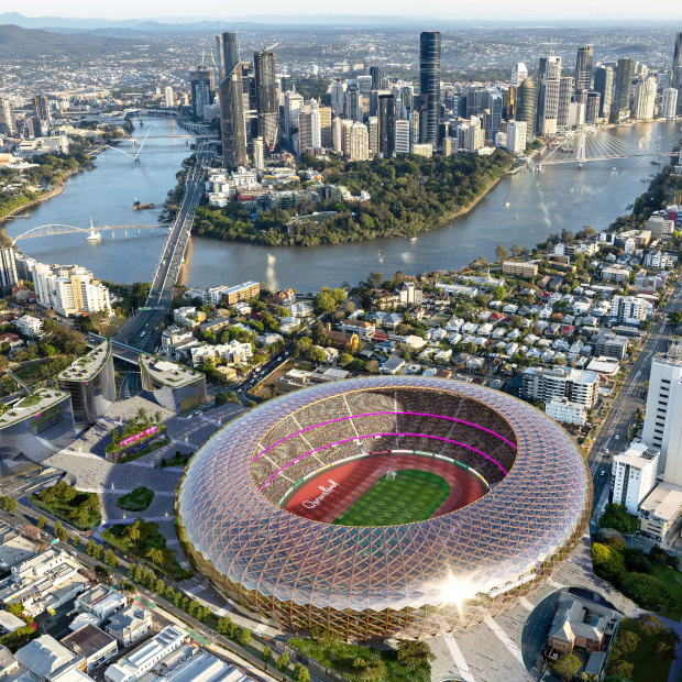 The proposed ‘Gabba West’ stadium, across Main Street from the existing Gabba.