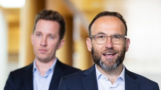 Greens leader Adam Bandt held his first campaign event with the party’s housing spokesman Max Chandler-Mather this week.