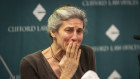 Samya Stumo's mother Nadia Milleron at a media conference announcing the lawsuits. 