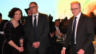 Australian Prime Minister Anthony Albanese greets the CEO of the Minerals Council of Australia Tania Constable (left) during the Minerals Council of Australia parliamentary dinner on Monday night.