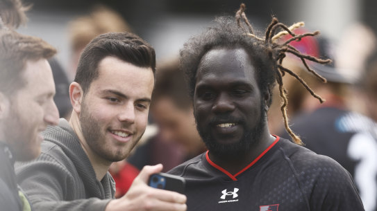Anthony McDonald-Tipungwuti gets up close and personal with fans.