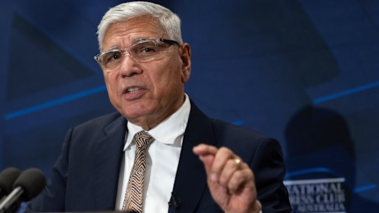 Nyunggai Warren Mundine during an address to the National Press Club of Australia in Canberra on Tuesday 26 September 2023. 