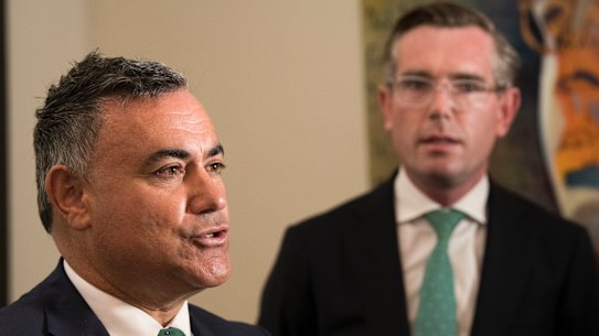 Then deputy premier John Barilaro with Premier Dominic Perrottet in 2021.