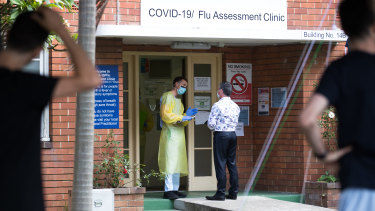 A coronavirus testing clinic at Prince of Wales Hospital in Randwick, Sydney.