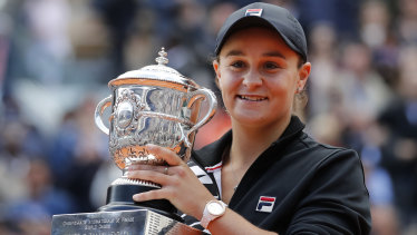 Ash Barty wins her first grand slam singles title, the French Open, in 2019.