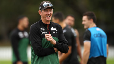 Wayne Bennett at South Sydney training before the season was suspended.