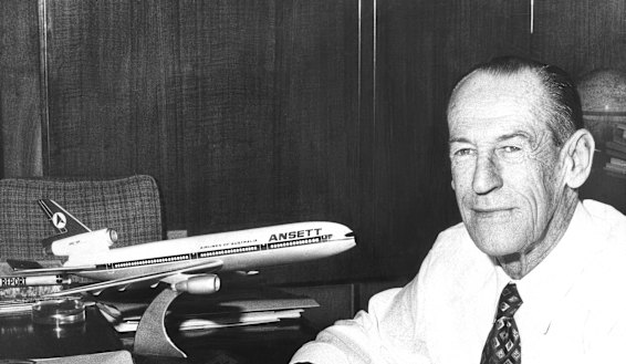 Sir Reginald Ansett in his office