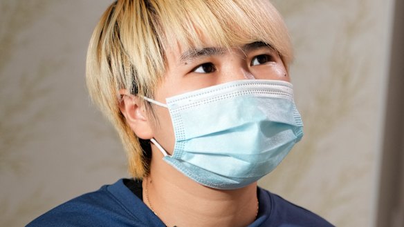 Wu Huan speaks during an interview in a safe house in the Ukraine.