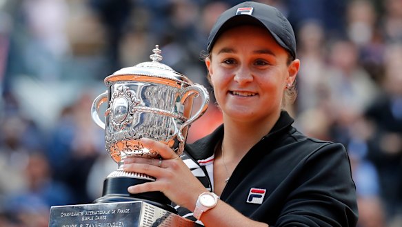 Ash Barty wins her first grand slam singles title, the French Open, in 2019.