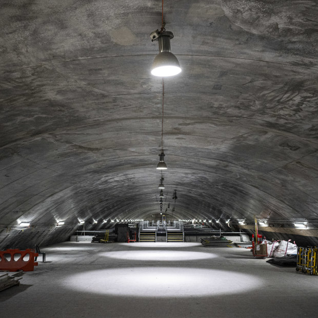 Construction at Barangaroo Metro Station.