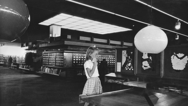 Girl at Dickson Library, circa 1968.