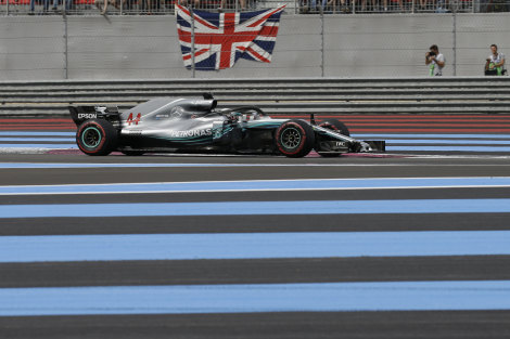 Mercedes driver Lewis Hamilton en route to winning the French Formula One Grand Prix on Sunday.