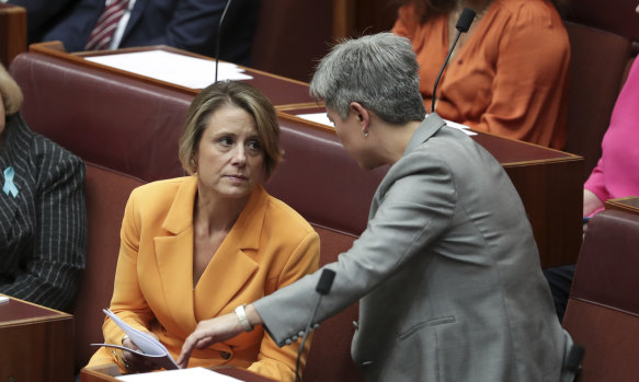 Senator Kristina Keneally and Labor's Senate Leader Penny Wong.