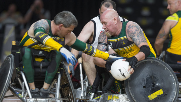 Jeff Wright of Australia in action during the Wheelchair Rugby game against New Zealand at the Invictus Games.