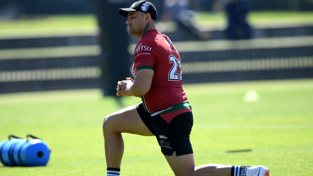 Souths stalwart: John Sutton trains at Redfern Oval on Tuesday.