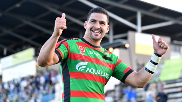 Thumbs up: Rabbitoh Cody Walker will partner Penrith's Nathan Cleary in the NSW halves.