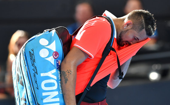 Hot and cold: Kyrgios was bundled out of the Brisbane International this week in the second round by Jeremy Chardy.