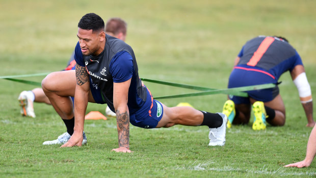 Israel Folau avoided contact training in camp at Sanctuary Cove this week. 