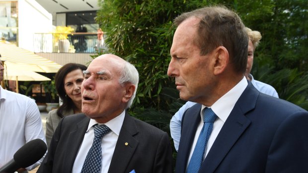 Former prime minister John Howard campaigns for Tony Abbott in Warringah.