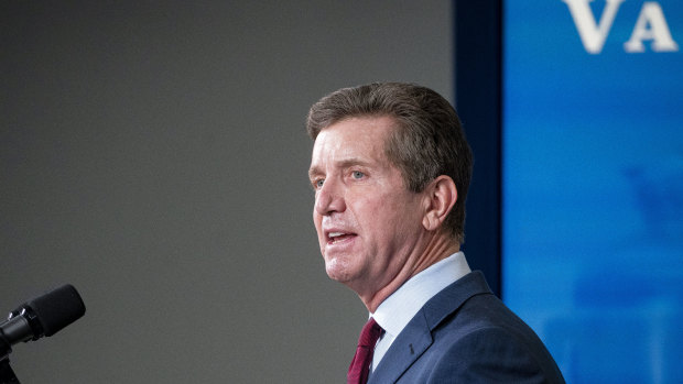 Alex Gorsky, chief executive officer of Johnson & Johnson, speaks during the announcement of the deal.