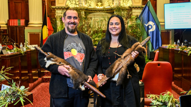 Co-chairs of Victoria’s First Peoples Assembly Rueben Berg and Ngarra Murray.