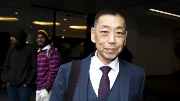 Ernest Wong outside the ICAC  hearing in August.