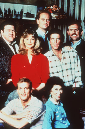 Woody Harrelson (front left) and the Cheers cast.