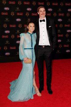 Joe Daniher and his partner Adelle Bougis at the Brownlow.