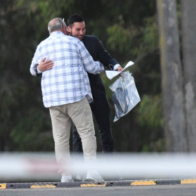 Mehajer hugs friend Samir Bargshoon after being released. 
