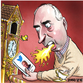 Not a big fan of Twitter, former PM Paul Keating. Illustration: John Shakespeare