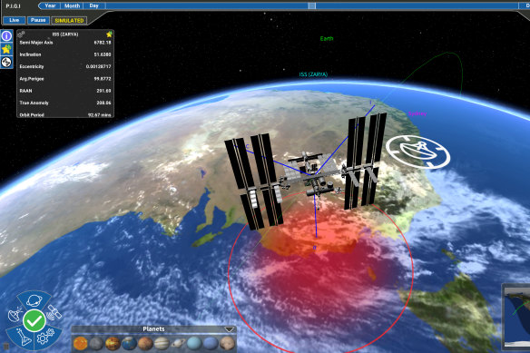 Saber Astronautics' visualisation of low-Earth orbit. The Sydney-based company recently participated in joint exercises with the US Air Force.