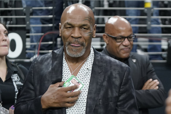 Mike Tyson at an NFL match between the Raiders and Pittsburgh in Las Vegas in September.