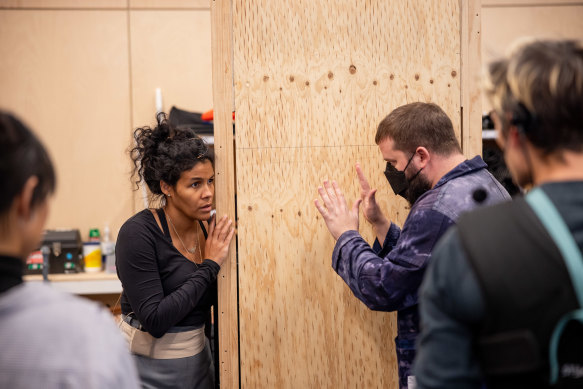 Zahra Newman and Kip Williams in rehearsals for Dracula for the Sydney Theatre Company.