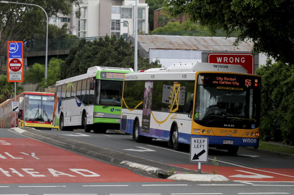 Buses on the Eastern Busway at Woolloongabba. The route, initially planned to extend to Capalaba but largely stalled since the 2011 floods, is now set for a fresh expansion study.