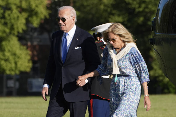 President Joe Biden and first lady Jill Biden return from Camp David on Monday.