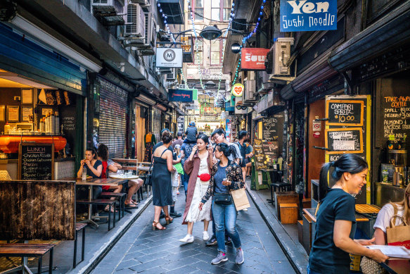 Iconic Melbourne laneway Centre Place: the city is reinventing itself as a destination for entertainment and a place to live.