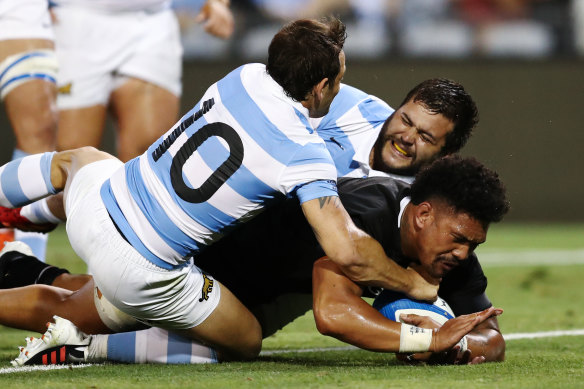 Ardie Savea breaks the shackles for the All Blacks with the first try of the second half.