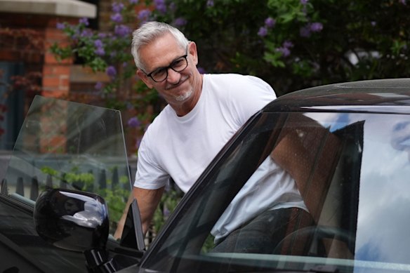 BBC presenter Gary Lineker gets into a car outside his home in London.