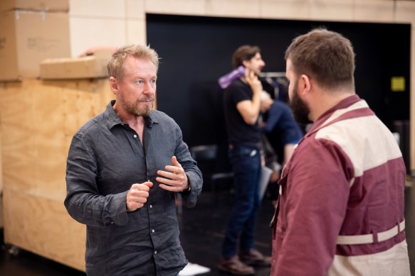 Roxburgh and director Kip Williams talk during rehearsals for The Tempest. The pair spent a long time trying to find the right play to work on together. 
