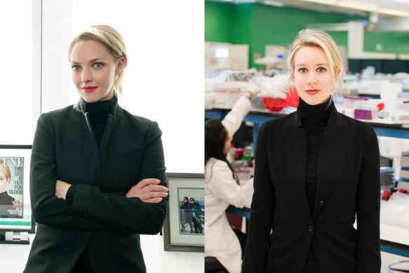 Amanda Seyfried as Elizabeth Holmes in the Dropout (left), and the real Elizabeth Holmes.
