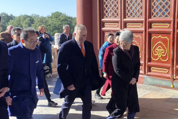 Prime Minister Anthony Albanese and Foreign Minister Penny Wong on a tour of the Temple of Heaven.
