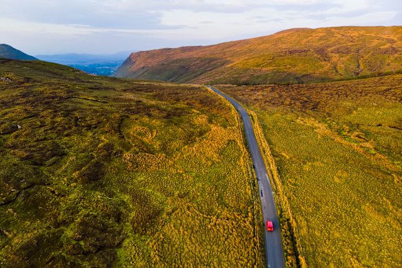 Driving the scenic Connemara region in Ireland.
