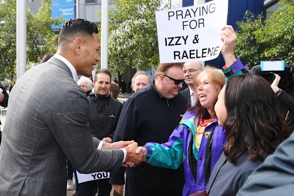 Israel Folau at a federal court hearing in 2019.