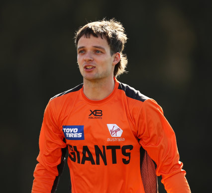 Dylan Buckley, pictured in his GWS days, is now a successful podcaster.