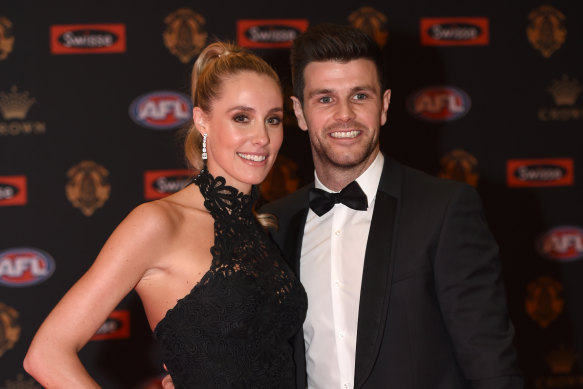 Trent and Brooke Cotchin at the Brownlow. 