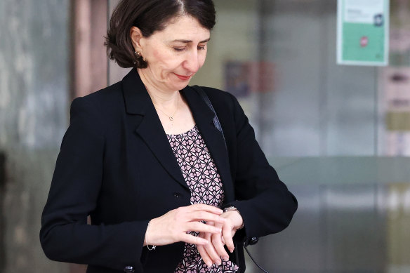 A waiting game: former premier Gladys Berejiklian outside the ICAC in November 2021.