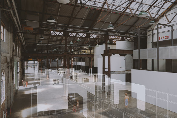 A digital render of Youssofzay + Hart’s architectural design of Carriageworks for No Show.
