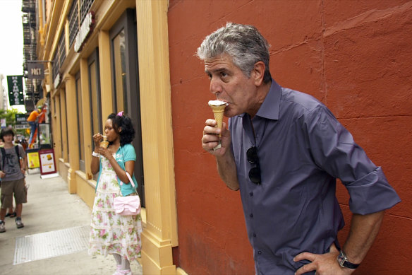 An image of Anthony Bourdain from Morgan Neville’s documentary Roadrunner. 